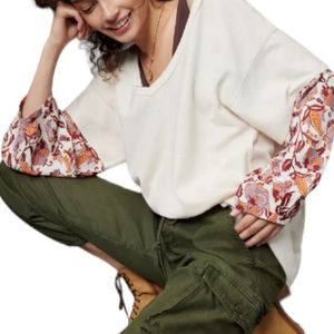 Anthropologie Long sleeve mixed media top